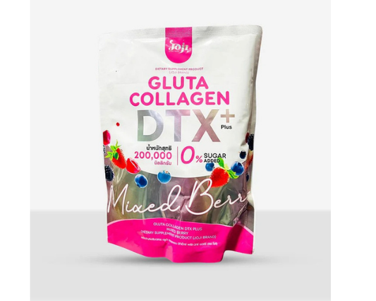 Joji Gluta Collagen supplement with Vitamin C and Astaxanthin for daily nutritional support.