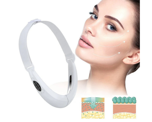 Rechargeable LED facial massager with red and blue light for skincare.