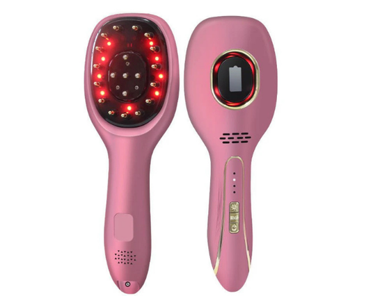Rechargeable pink scalp massager for everyday hair and scalp care.