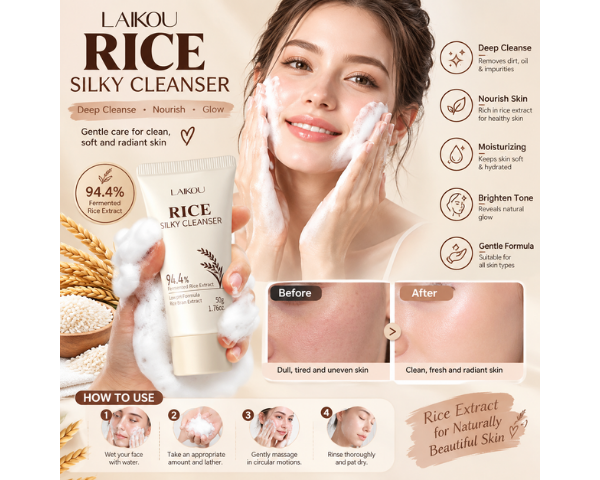 LAIKOU Rice Facial Cleanser with 94.4% rice extract