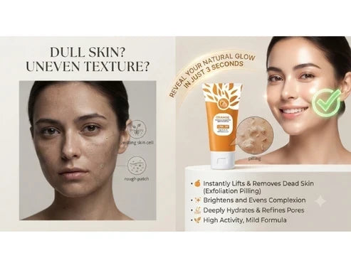 Smooth glowing skin after gentle facial exfoliation