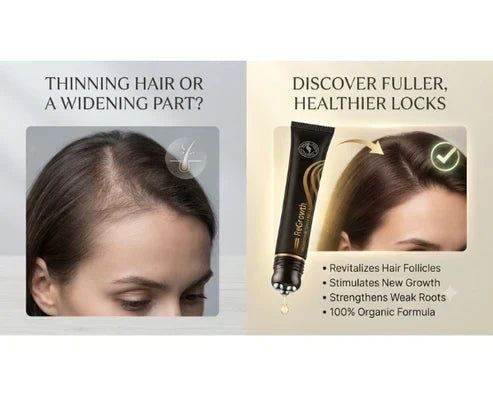 Applying scalp serum with massage applicator