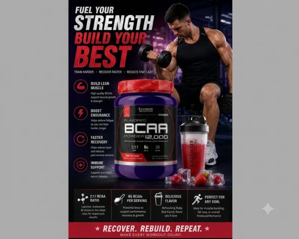 Ultimate Nutrition BCAA 12,000 Powder - Ruby Red Candy, 30 Servings UAE