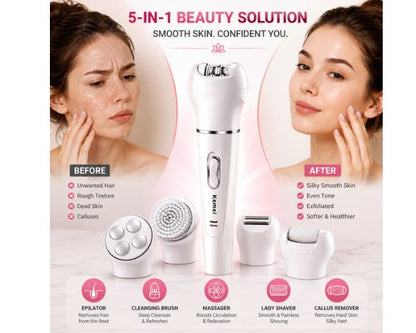 Kemei KM-2199 5-in-1 Beauty Tools Kit | Facial Cleanser & Epilator Sets
