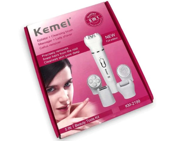 Kemei KM-2199 5-in-1 Beauty Tools Kit | Facial Cleanser & Epilator Sets
