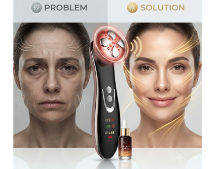 Vibration Beauty Instrument | RF EMS Facial Massager with LED Light Therapy