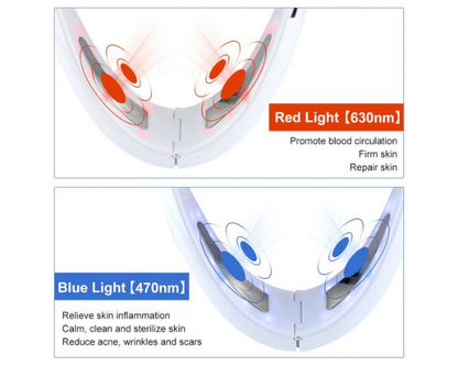 LED Face Lifting Device | Red & Blue Light Facial Massager with Vibration