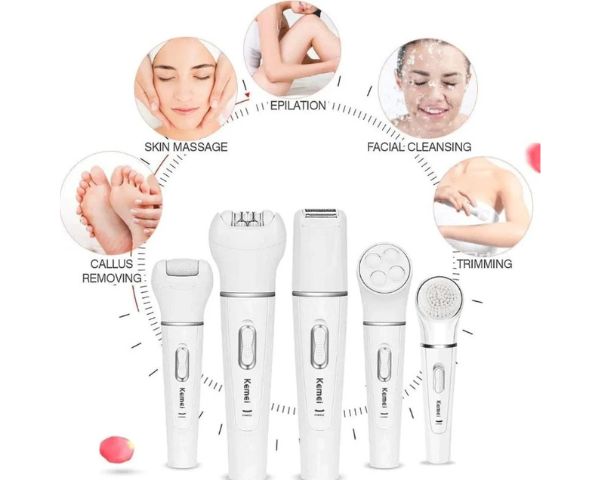 Kemei KM-2199 5-in-1 Beauty Tools Kit | Facial Cleanser & Epilator Sets
