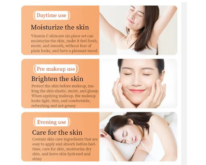 BIOAQUA Vitamin C Skincare Set 6pcs | Hydrating & Brightening Face Care Kit