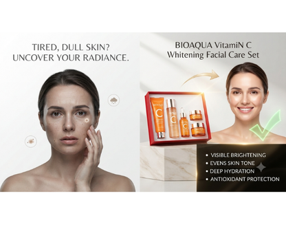 BIOAQUA Vitamin C Skincare Set 6pcs | Hydrating & Brightening Face Care Kit