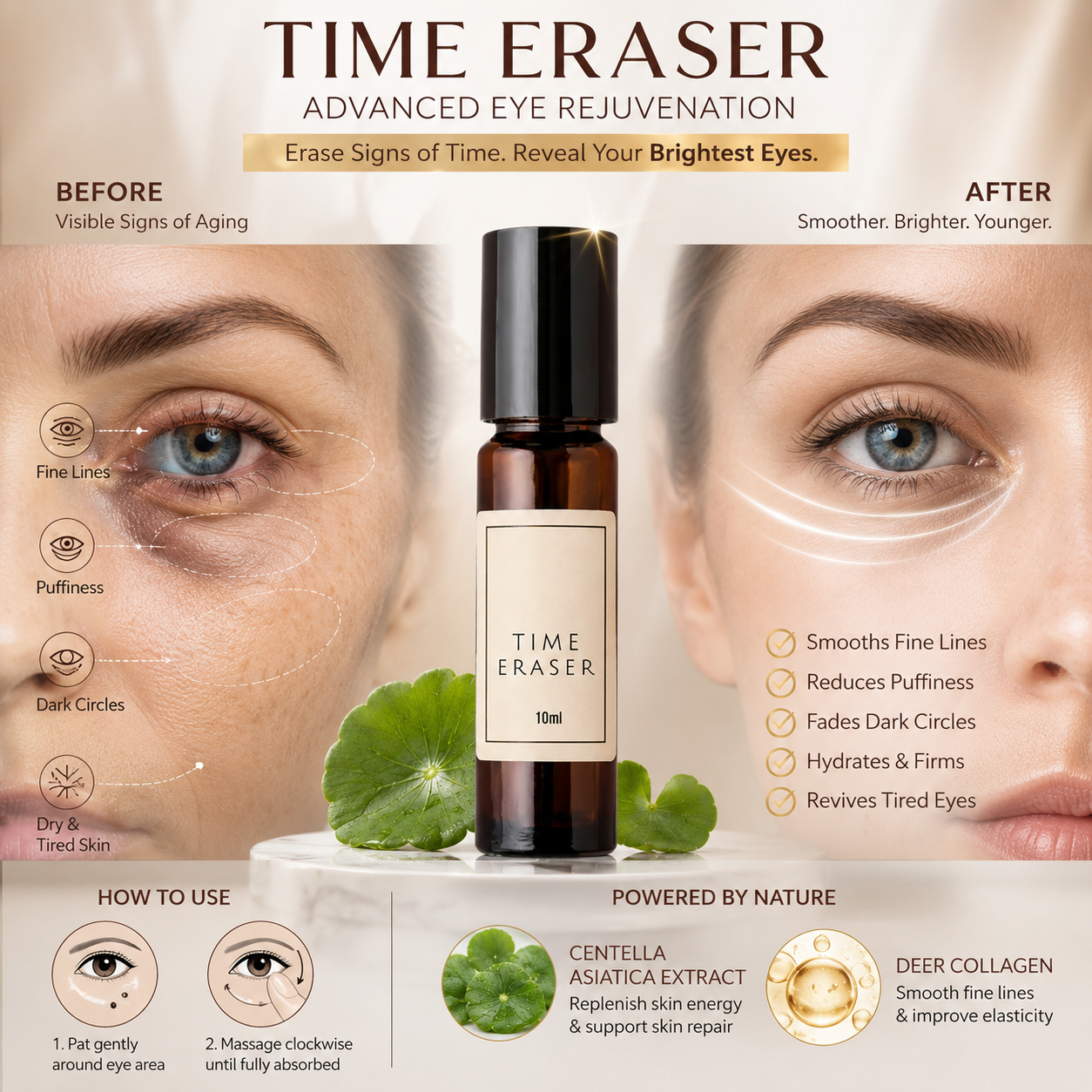 Time Eraser Eye Essence Oil 10ml Nourish &  Refresh Your Under-Eye Skin