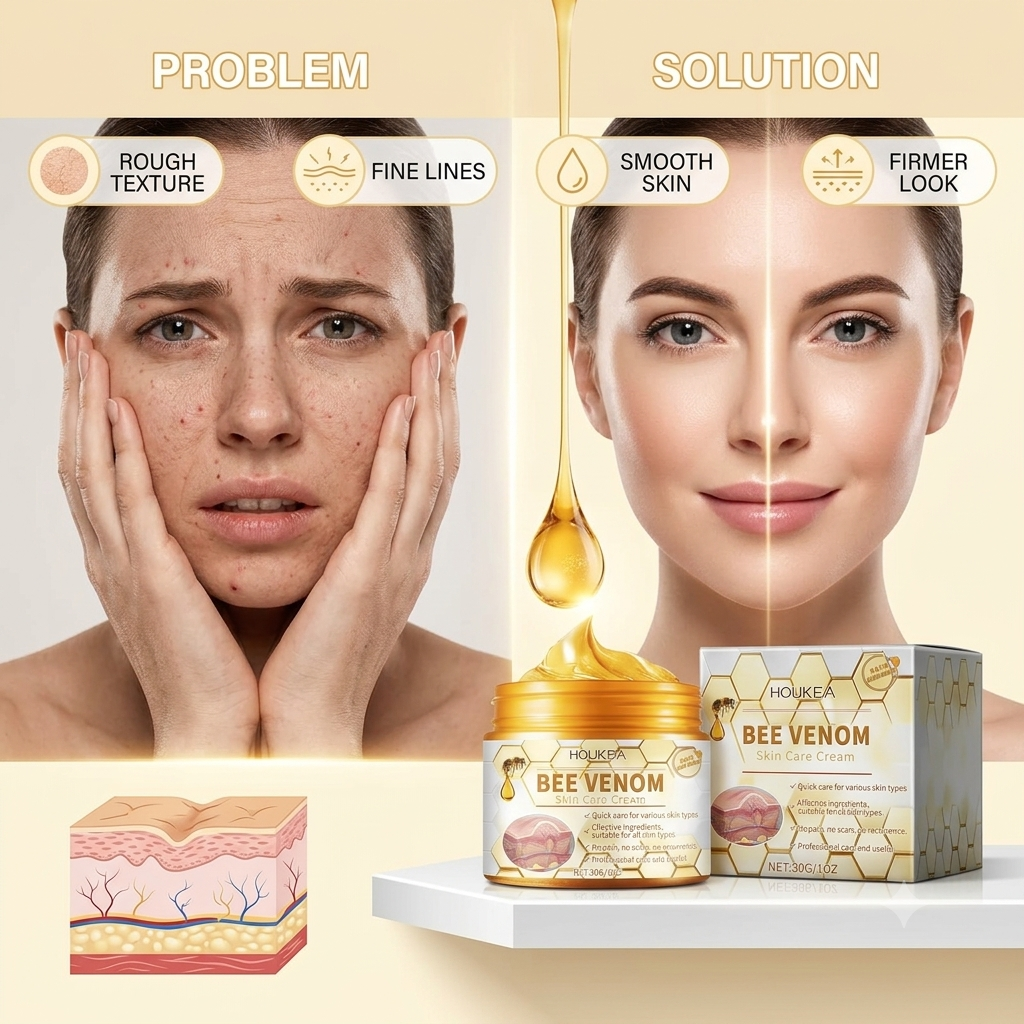 HOUKEA Bee Venom Skin Care Cream – 30g Anti-Aging Face Moisturizer
