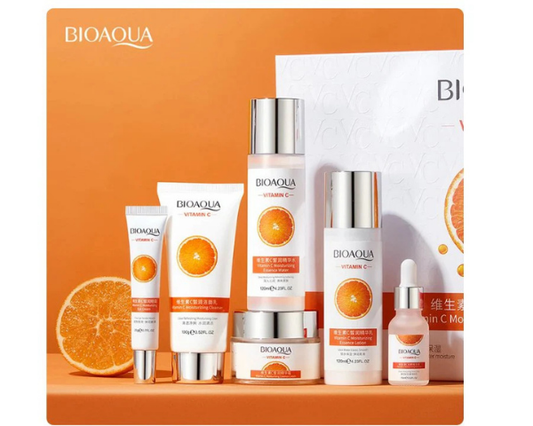 BIOAQUA Vitamin C Skincare Set 6pcs for a complete brightening face care routine.