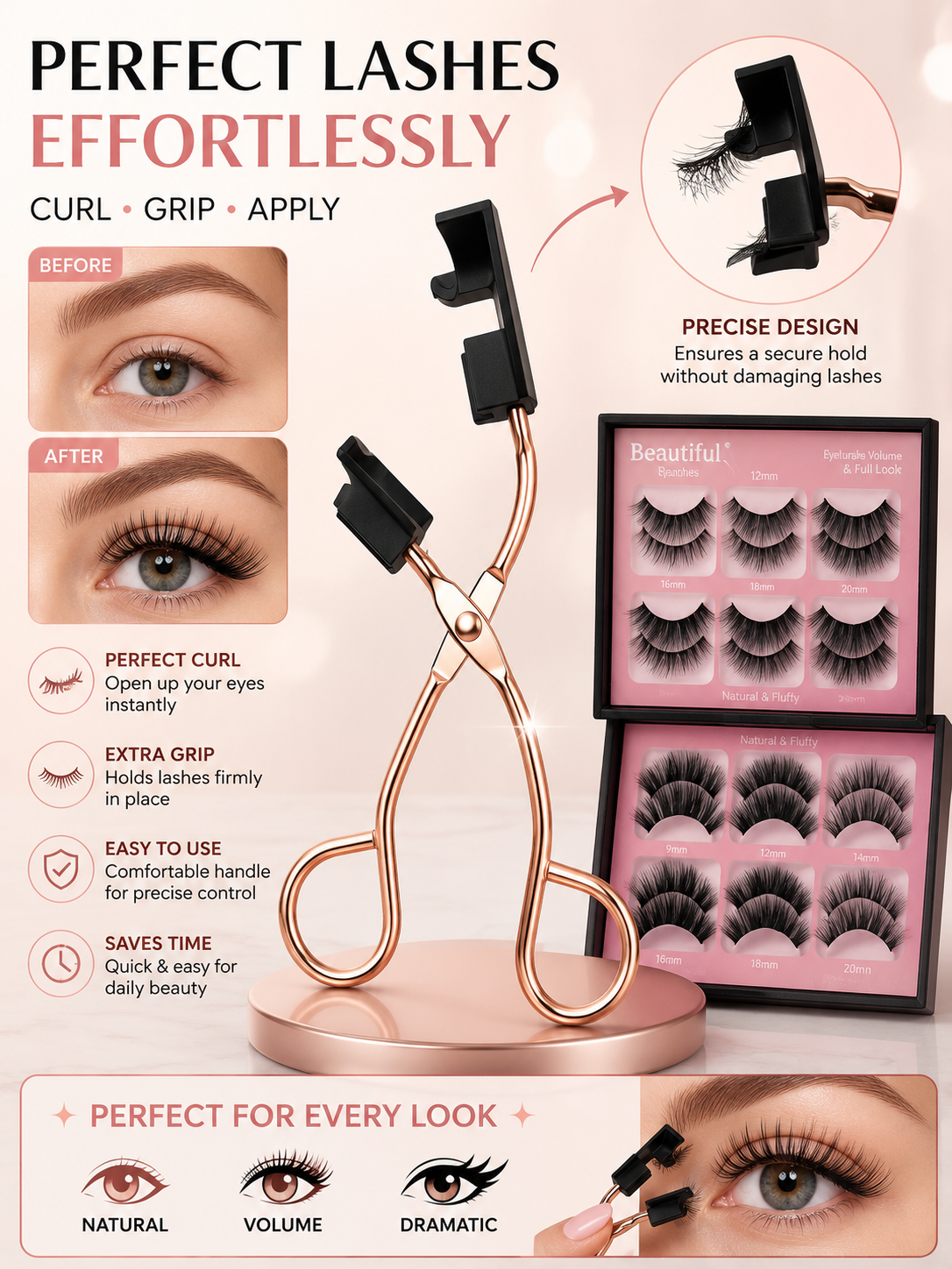 Quantum Magnetic Eyelash Curler – Portable Lash Curler for Natural Curl