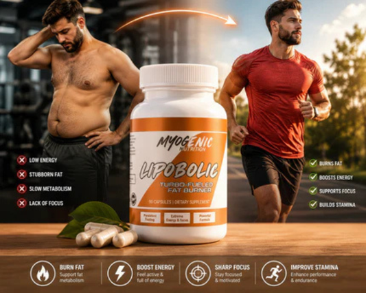MYOBOLIC Nutrition Turbo-Fueled Fat Burner with 90 capsules for weight management support.