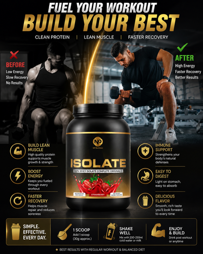 NP Nutrition 100% Whey Isolate Complete Strawberry Protein Powder 1000g