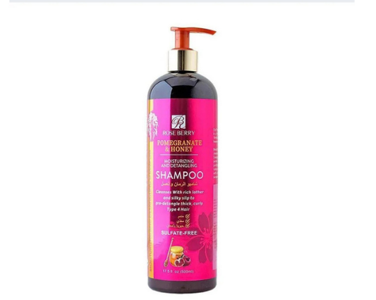 Roseberry shampoo with pomegranate and honey for everyday hair care.