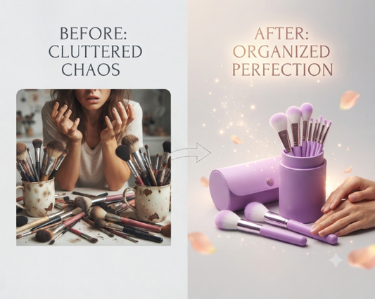 Professional makeup brush set with soft nylon brushes and durable wooden handles.