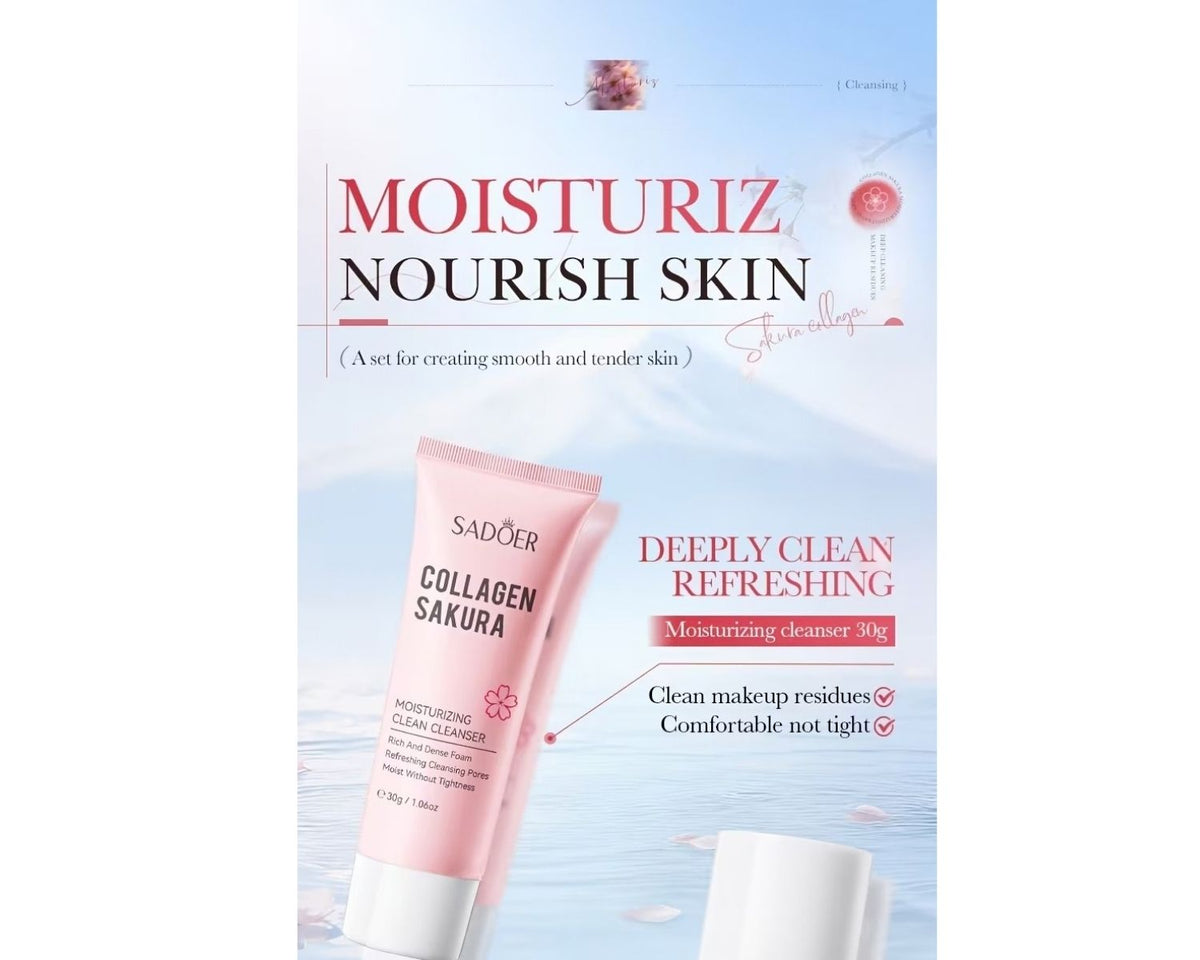 Sakura skincare cleanser and toner set