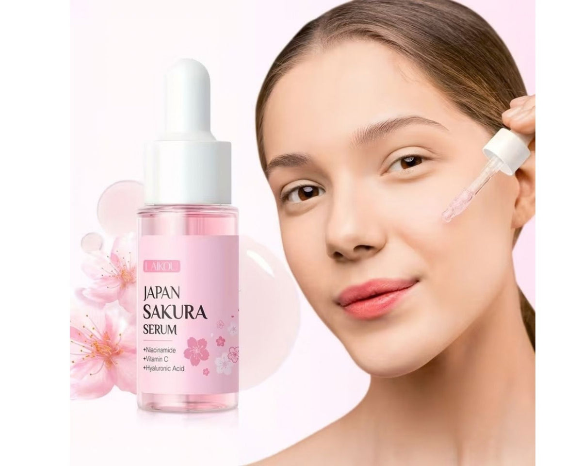 Sakura skincare serum and facial cleanser