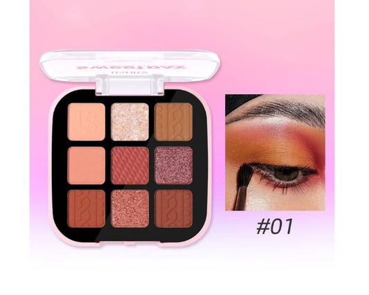 Ushas 9 Color Eyeshadow Palette featuring vibrant and blendable shades for eye makeup.
